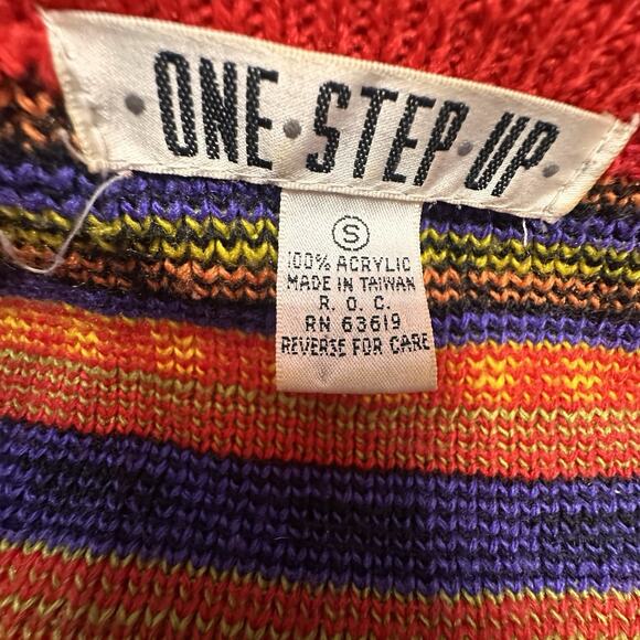 Vtg 80s 90s One Step Up Dopamine Cardigan Oversized Knit Sweater Sz S Unisex EUC - Picture 9 of 15